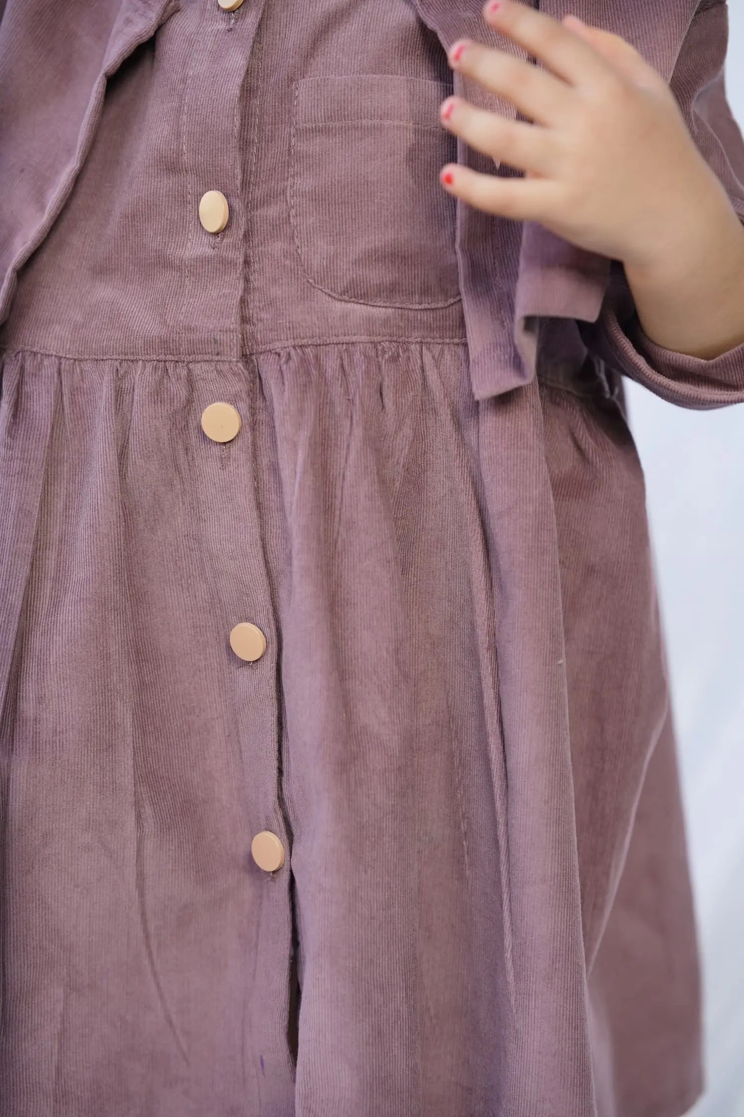 Mauve 2-in-1 Corduroy Dress Set
