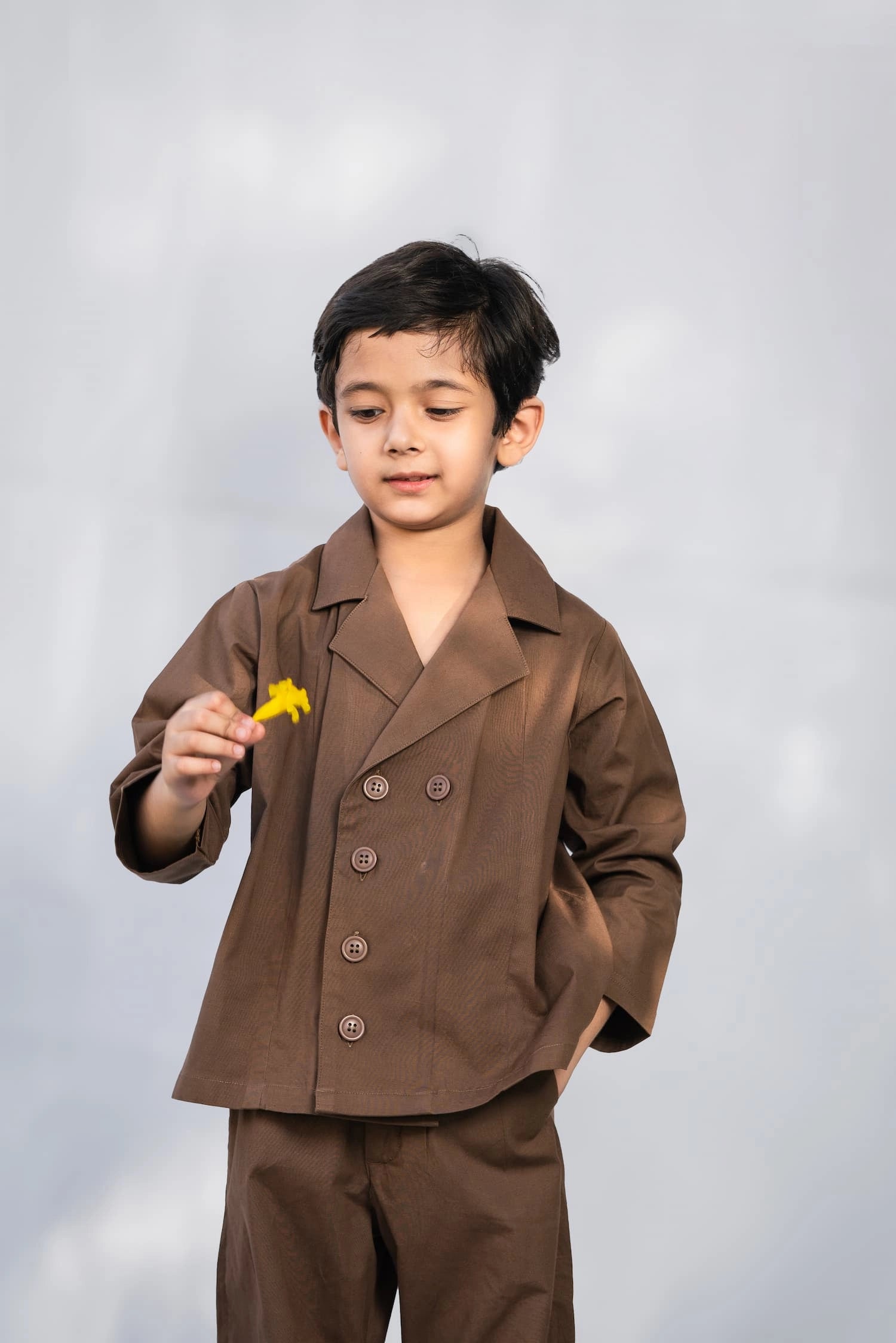 Brown Button Co-ord Set