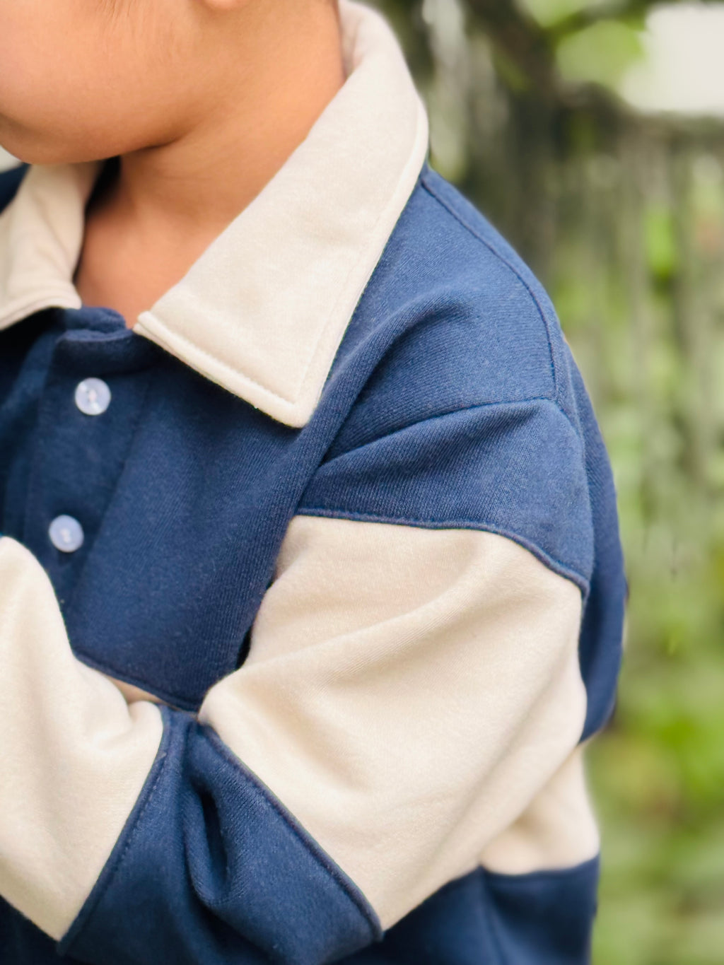 Navy Stripes Polo Sweatshirt