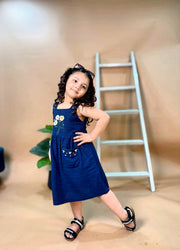Navy Embroidered Dress