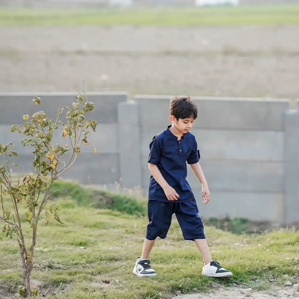 Navy blue shorts set