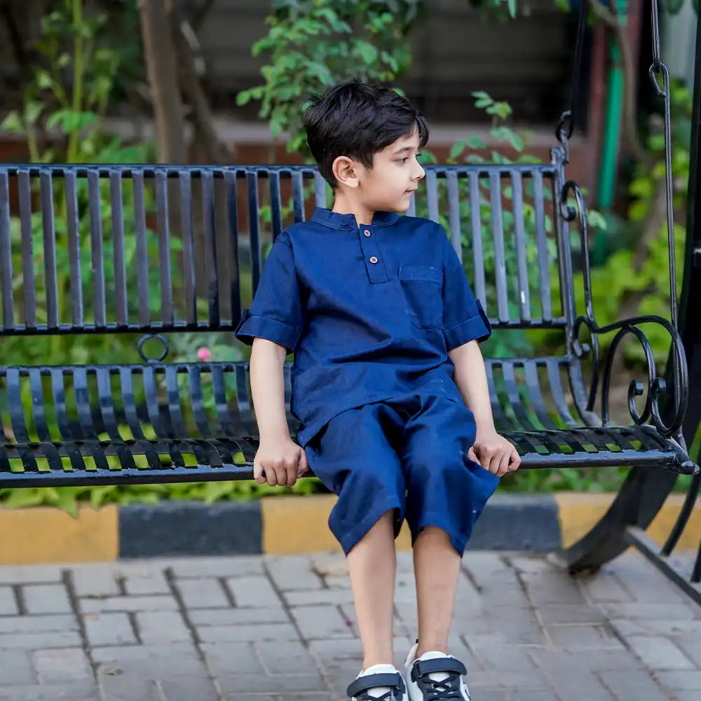 Navy blue shorts set