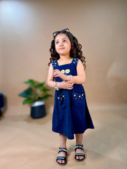 Navy Embroidered Dress