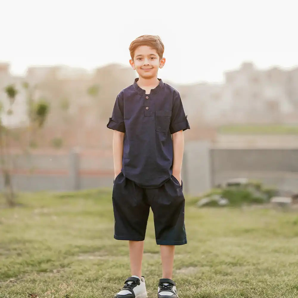 Navy blue shorts set