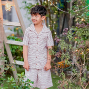 Zigzag Print Boys Shorts Set