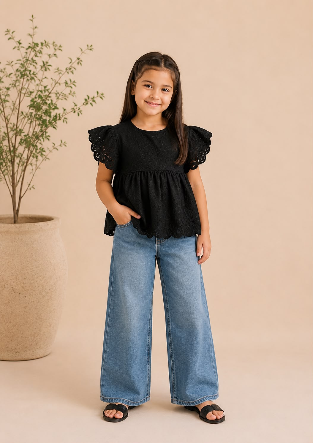 Midnight Chikankari Top