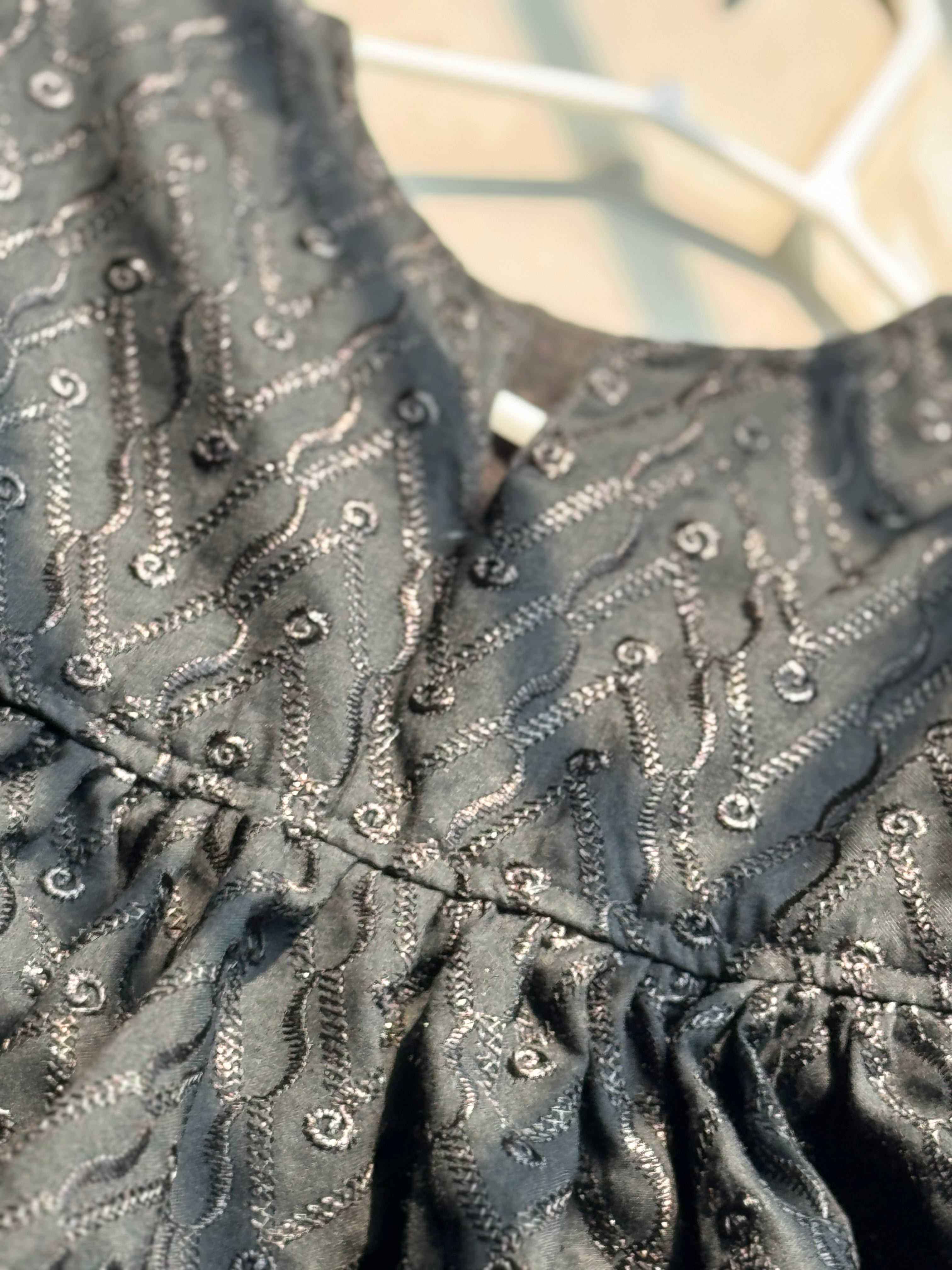 Midnight Chikankari Top