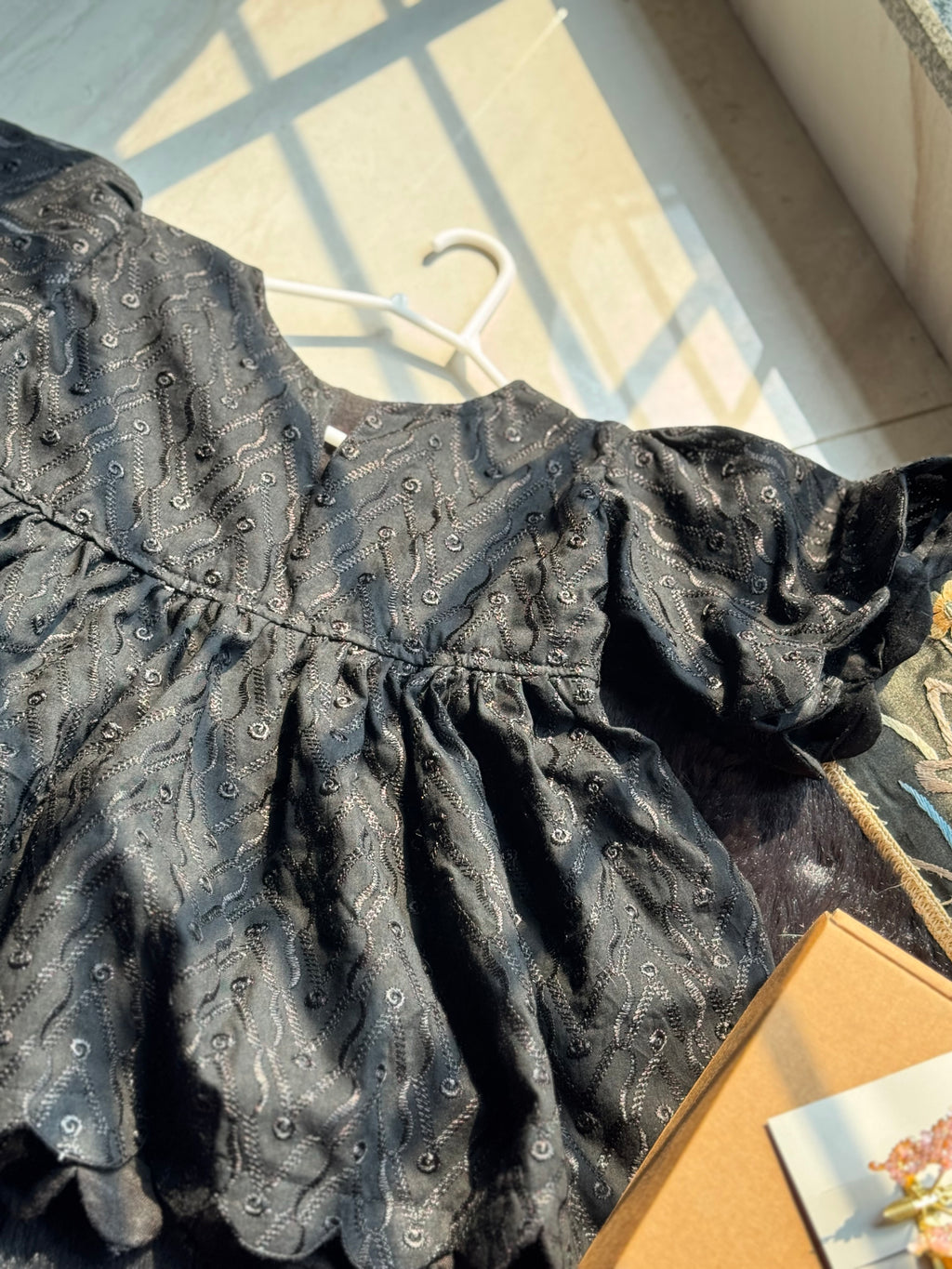 Midnight Chikankari Top
