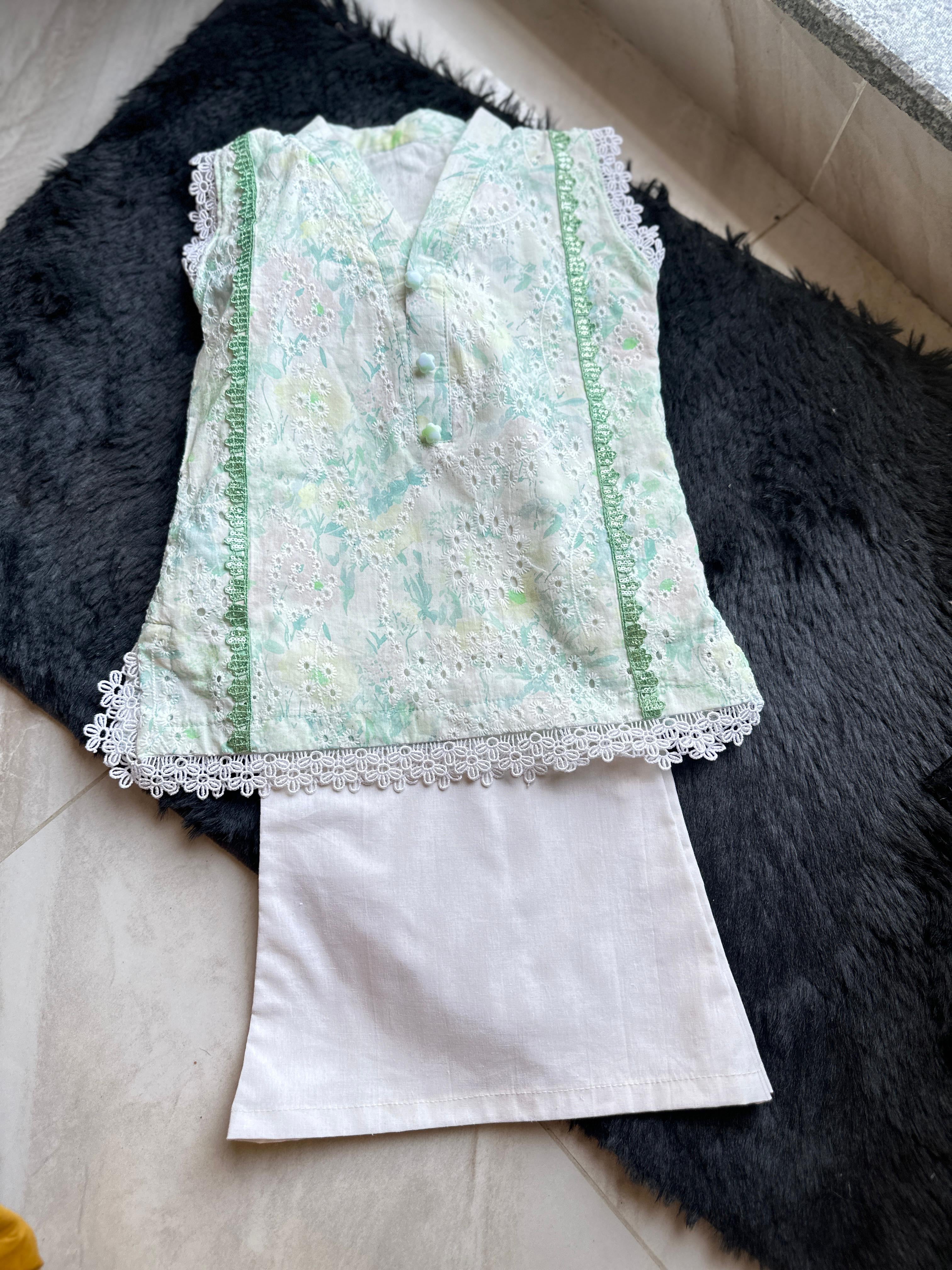 Mint Blossom Kurti Set
