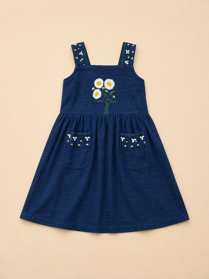 Navy Embroidered Dress