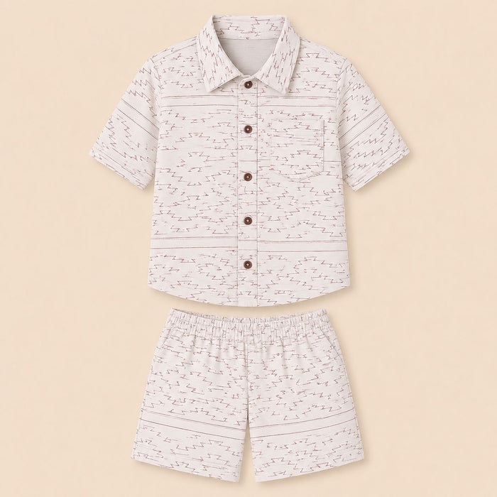 Zigzag Print Boys Shorts Set