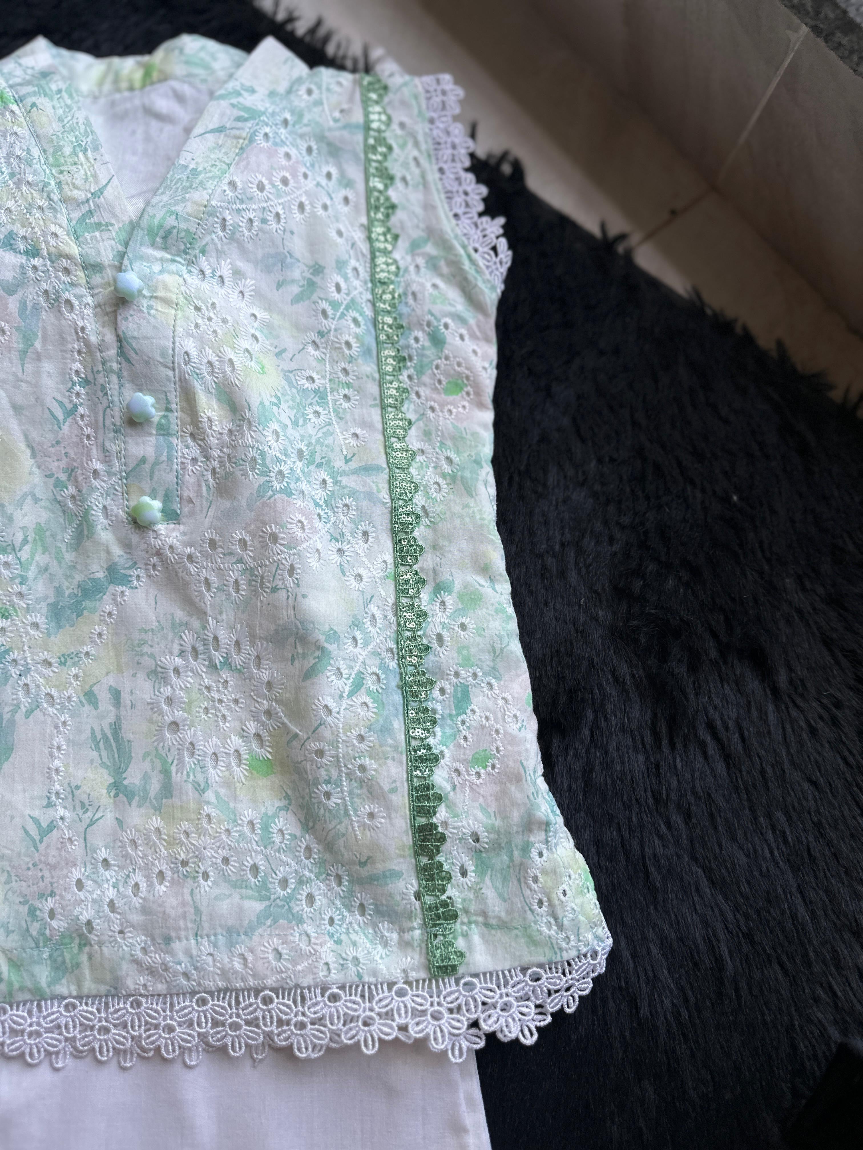 Mint Blossom Kurti Set